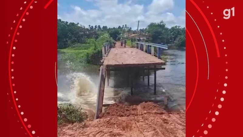 Cabeceira de ponte desaba e deixa povoados isolados na zona rural de Santa Inês, no MA