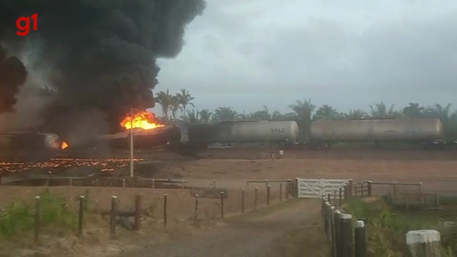 Trem da Vale pega fogo em ferrovia no MA e transporte de passageiros é suspenso