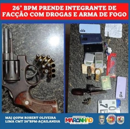 Polícia Militar prende homem com arma de fogo e drogas em Açailândia